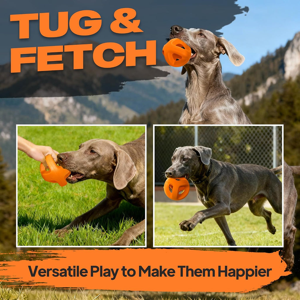 Natural Rubber Dog Balls for Aggressive Chewers, Durable Dog Chew Toys for Large Dogs, Interactive Fetch & Tug of War Toys for Medium Large Breed Non-Toxic Dish Washable,4.5 * 4.5" - view 4