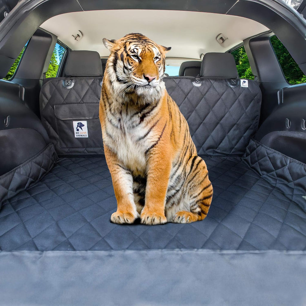 SUV cargo liner for dogs, dog car seat cover for back seat, nonslip trunk mat, waterproof car seat protector for dogs, durable cargo cover with bumper flap, dog accessories, easy to install & clean - view 8
