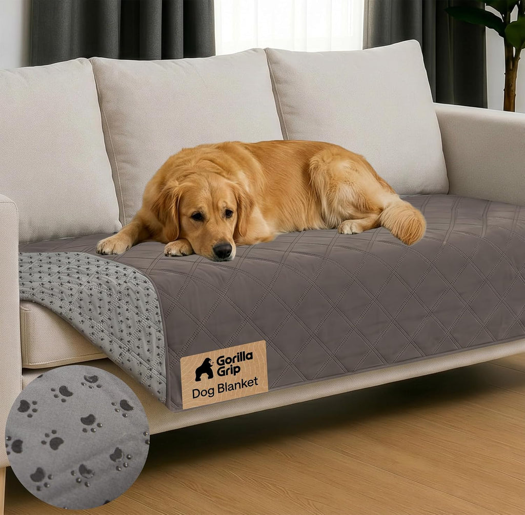 Waterproof Dog Blanket, Leakproof Couch Cover for Dogs, Silicone Grip Backing, Protects Sofa, Sectional, Bed, Crate, Car & RV, Tear-Resistant Washable Senior Pet Blanket, 30x70 Charcoal