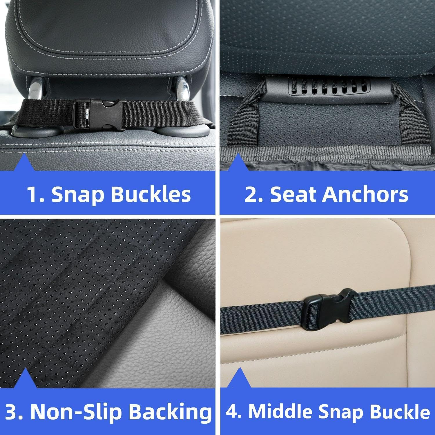 2 pack pet car seat cover for front seat, captain chair seat cover | waterproof pet seat protector, full protection with side flaps, non-slip, large front storage pocket, fits cars/trucks/SUVs - view 7