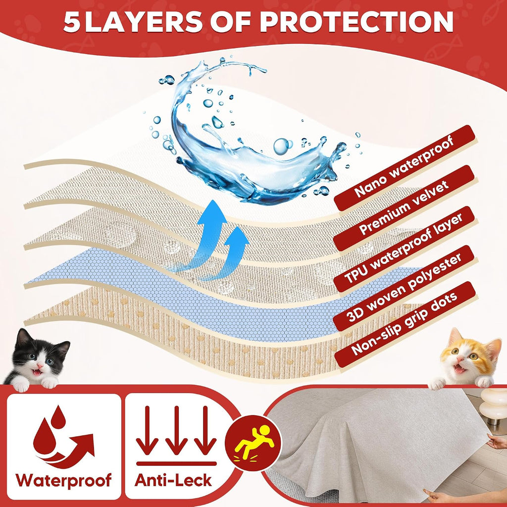 Cat Scratch Proof Furniture Protector Waterproof Sofa Cover 150"x71" | Pet-Friendly Couch Protector, Anti-Scratch & Anti-Slip Sofa Cover For Cats Dogs Kids, Machine Washable - view 6