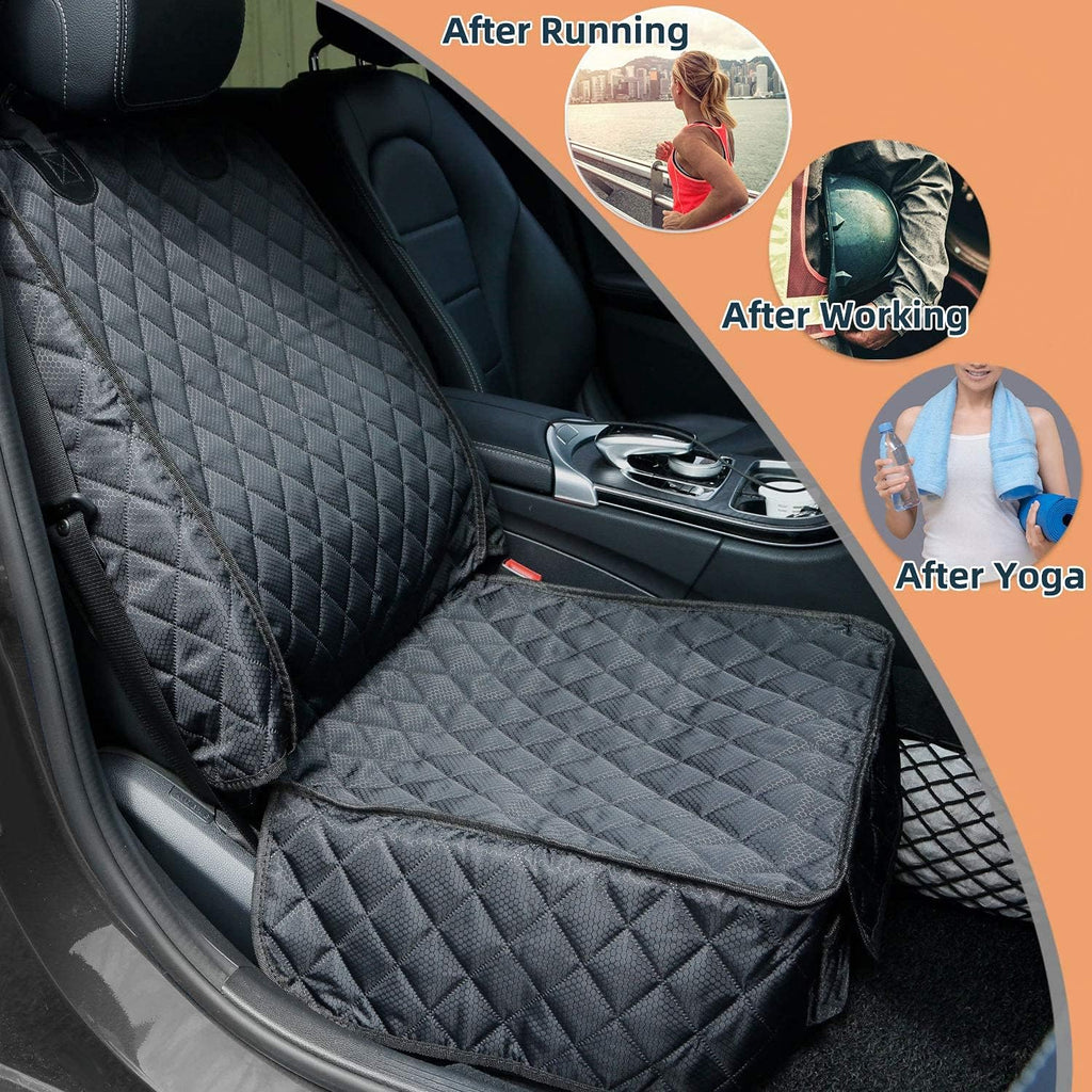 Waterproof Front Seat Car Cover 2 Pack, Full Protection | Dog Car Seat Cover with Side Flaps, Nonslip Scratchproof Captain Chair Seat Cover Fits for Cars, Trucks, SUVs, Jeep, Black - view 2
