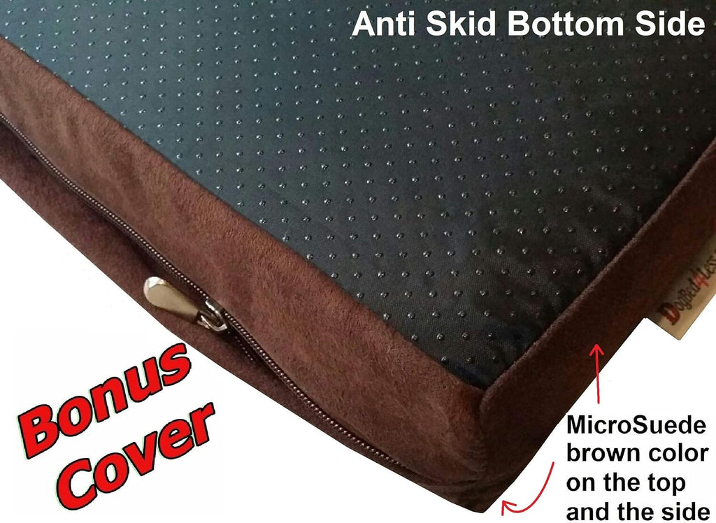 Orthopedic Memory Foam Dog Bed with Suede Khaki Cover, Waterproof Liner and Extra Pet Bed Case, Fit Large 42"X28" Crate - view 3