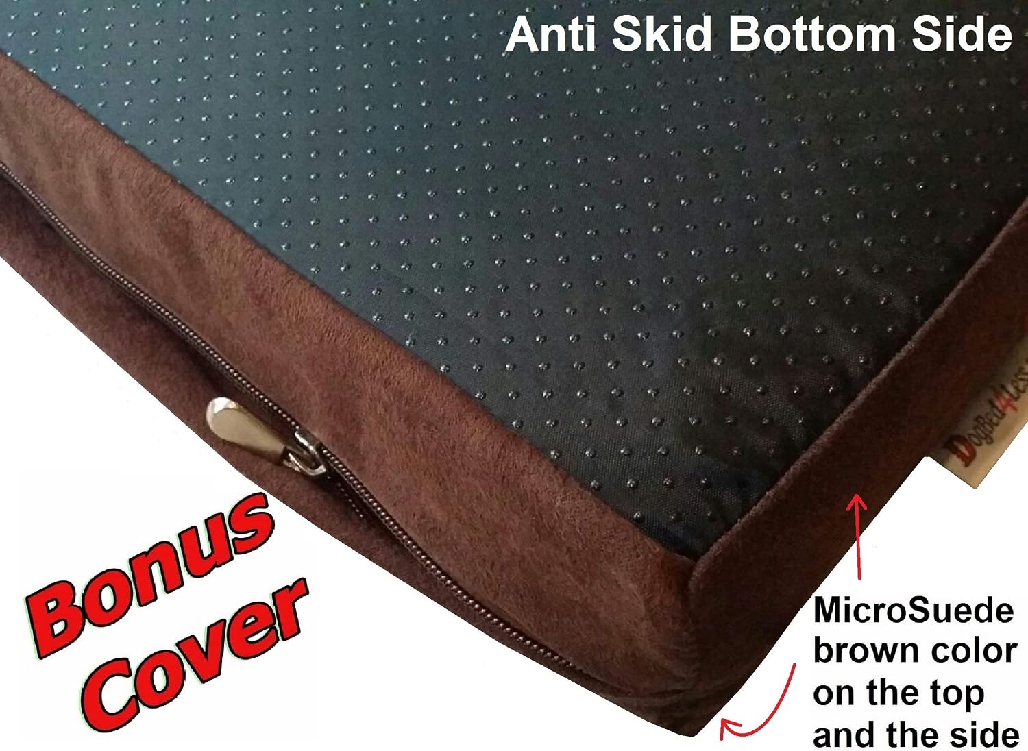 Orthopedic Memory Foam Dog Bed with Suede Khaki Cover, Waterproof Liner and Extra Pet Bed Case, Fit Large 42"X28" Crate - view 3