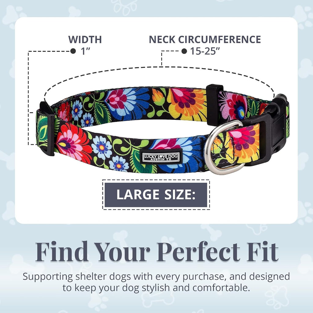 Collar for Large Dogs Cute Adjustable – Blackbird, Large | Cute Dog Collars for Large Dogs | Adjustable Nylon Collar with Easy Click Buckle & Weatherproof D-Ring - view 4