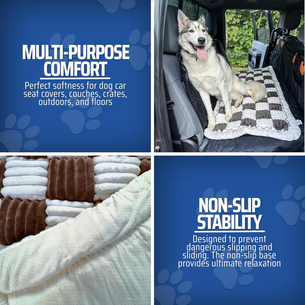 Backseat pet bed mat, anti-slip dog mat for car backseat, machine washable soft non-slip travel dog car mat for large dogs custom fit for back seat extenders and seat covers (25.5 x 53 inch) - view 5