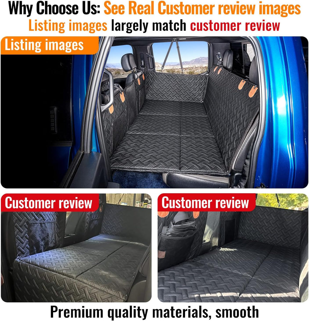 Dog Car Seat Cover for Back Seat,Seat Extender for Full Size Truck | Hard Bottom Dog Hammock,Waterproof,Scratch Resistant Leather,Strong Support,More Rest Space,Truck Back Seat Protector,Black - view 2