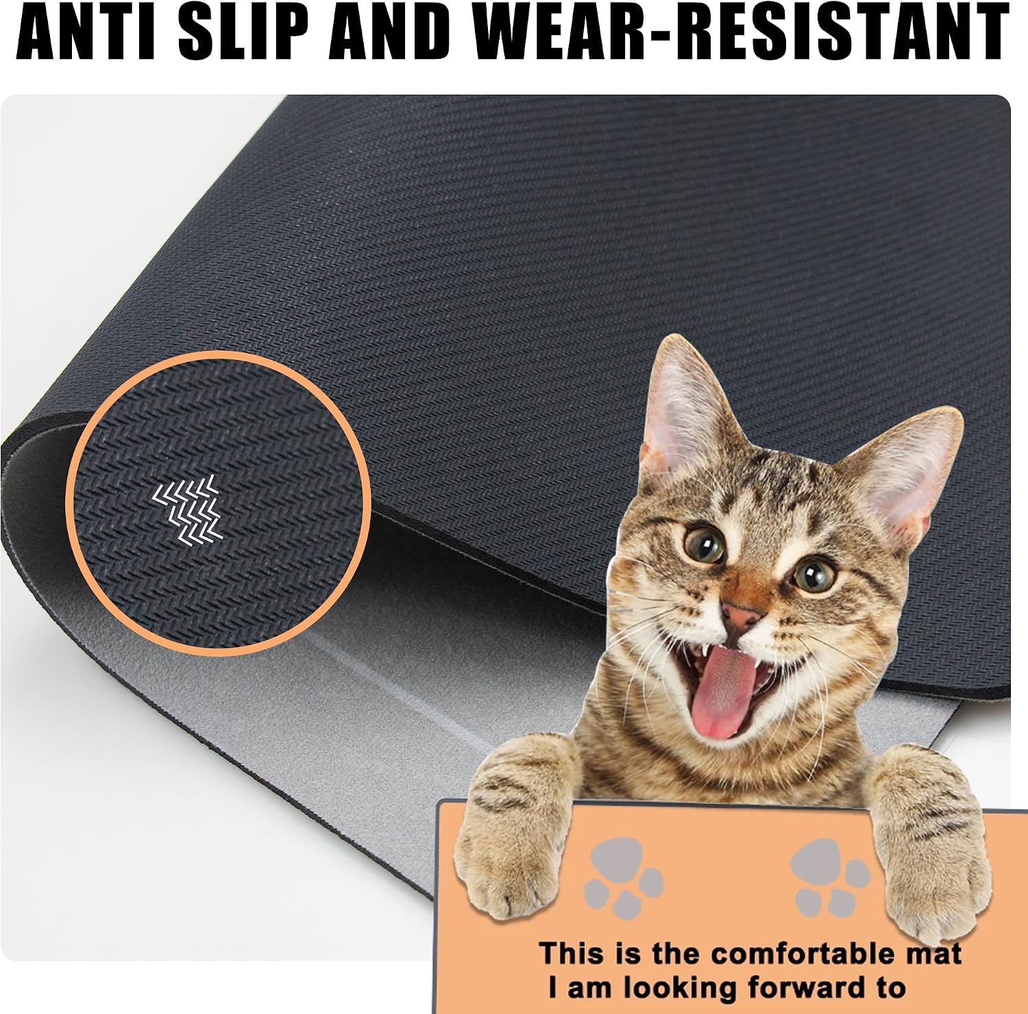Cat pet food mat - non-slip bottom absorbent quick dry feeding mat for dogs and cats - pet supplies, 11.8"x18.1" beige - view 4