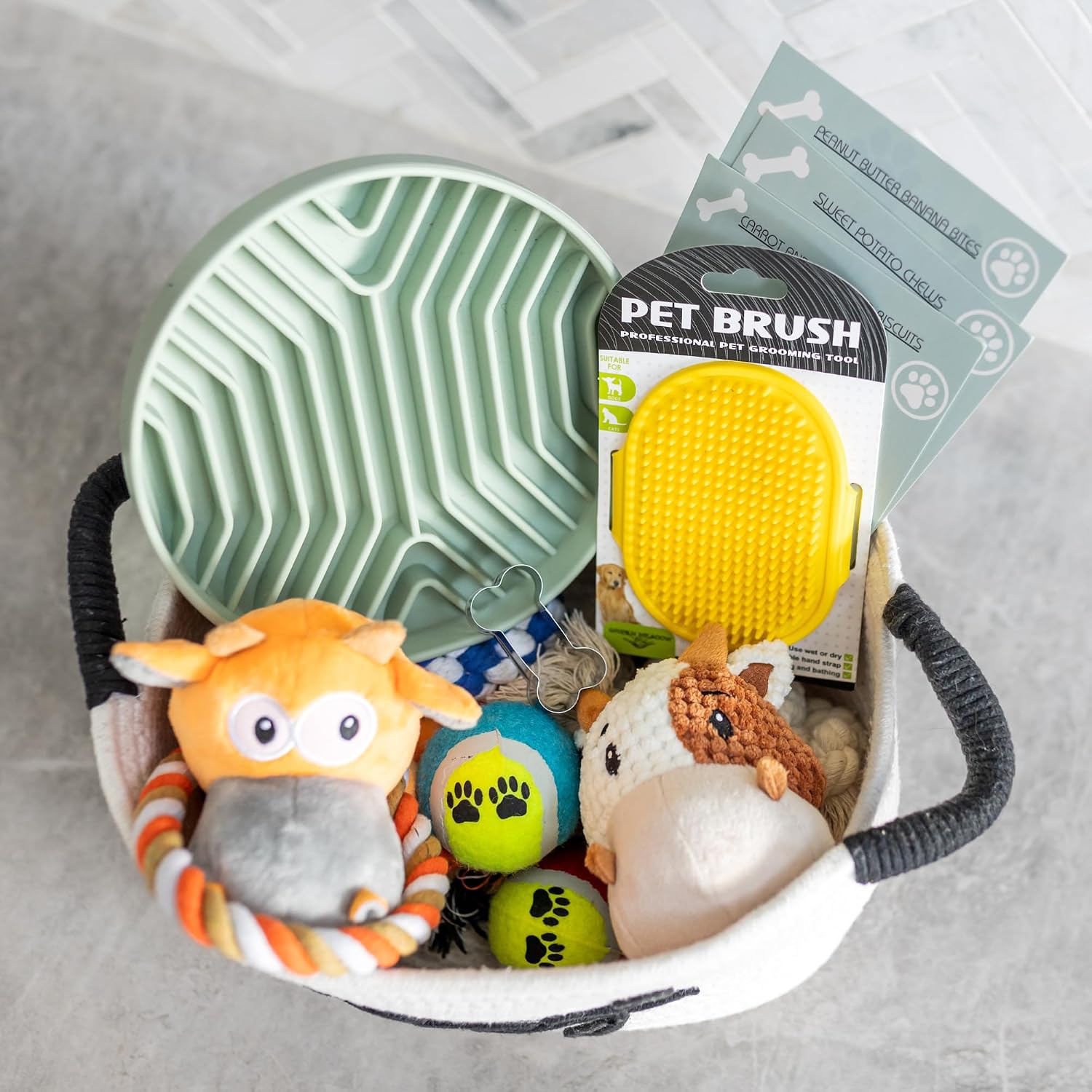New puppy gift basket - premium puppy starter kit and dog gift basket with dog toys - perfect doggie birthday gifts and puppy necessities with pet toy basket - view 2