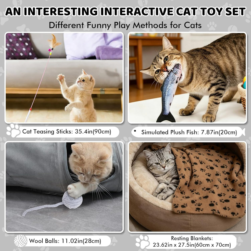 Cat Tunnels for Indoor Cats, 6-in-1 Collapsible Crinkle Play Tunnel | Interactive Roller Track Ball, Cat Enrichment Toy for Kittens Rabbits, Exercise Hide & Seek Tube for Indoor Outdoor Play - view 5