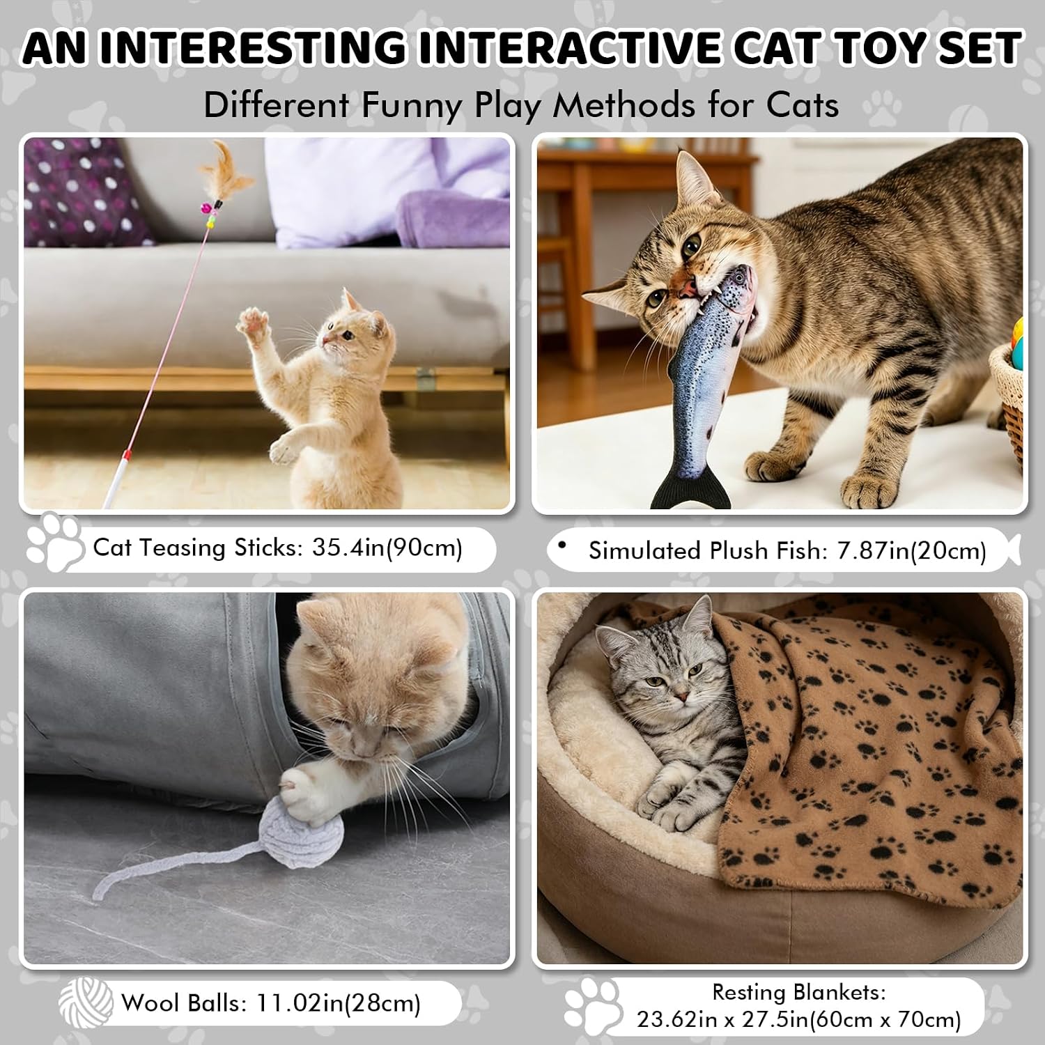 Cat Tunnels for Indoor Cats, 6-in-1 Collapsible Crinkle Play Tunnel | Interactive Roller Track Ball, Cat Enrichment Toy for Kittens Rabbits, Exercise Hide & Seek Tube for Indoor Outdoor Play - view 5