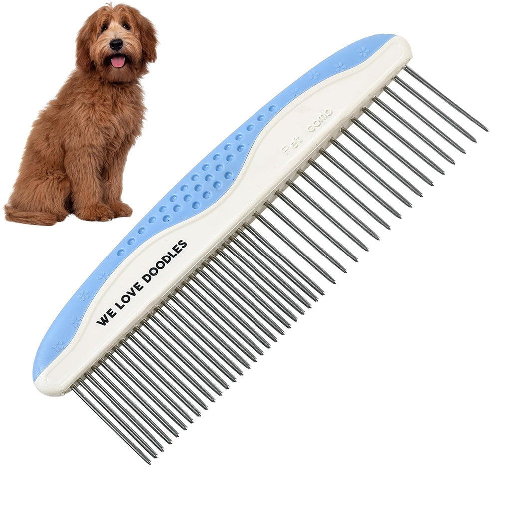 Metal Comb for Dogs, Dog Grooming Detangler Combs For Matted Hair, 2 Pack | Best Comb for Golden Doodles & Poodles, For Dematting & Detangling Pets And Cats, Fine Tooth Stainless Steel Greyhound Comb - view 8
