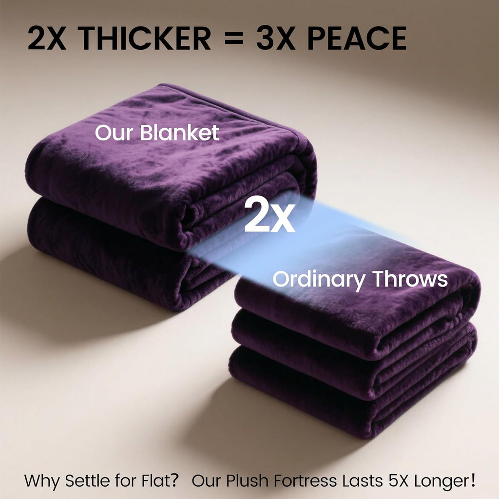 Waterproof Bed Blanket, Reversible Sherpa Fleece Throw Blanket for Dog Puppy Cat, Furniture Cover Protects Bed Couch Sofa from Liquid Pee and Pet Fur (Dark Purple, 60x80 inches) - view 6