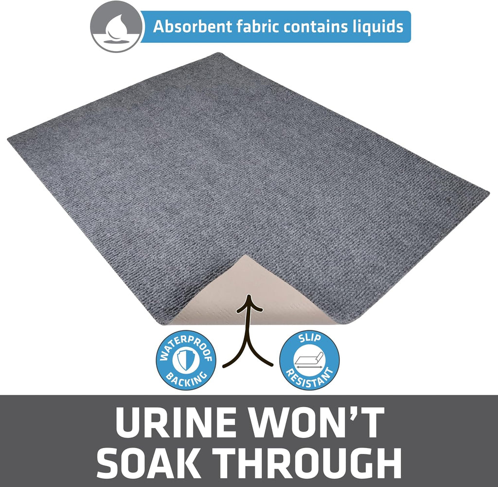 Cat litter box mat, litter trapping mat, grey, 36x47 jumbo XXL | waterproof, urine-proof, absorbent, machine washable, soft on paws, contains mess, protects floors, kitten supplies, USA made - view 4