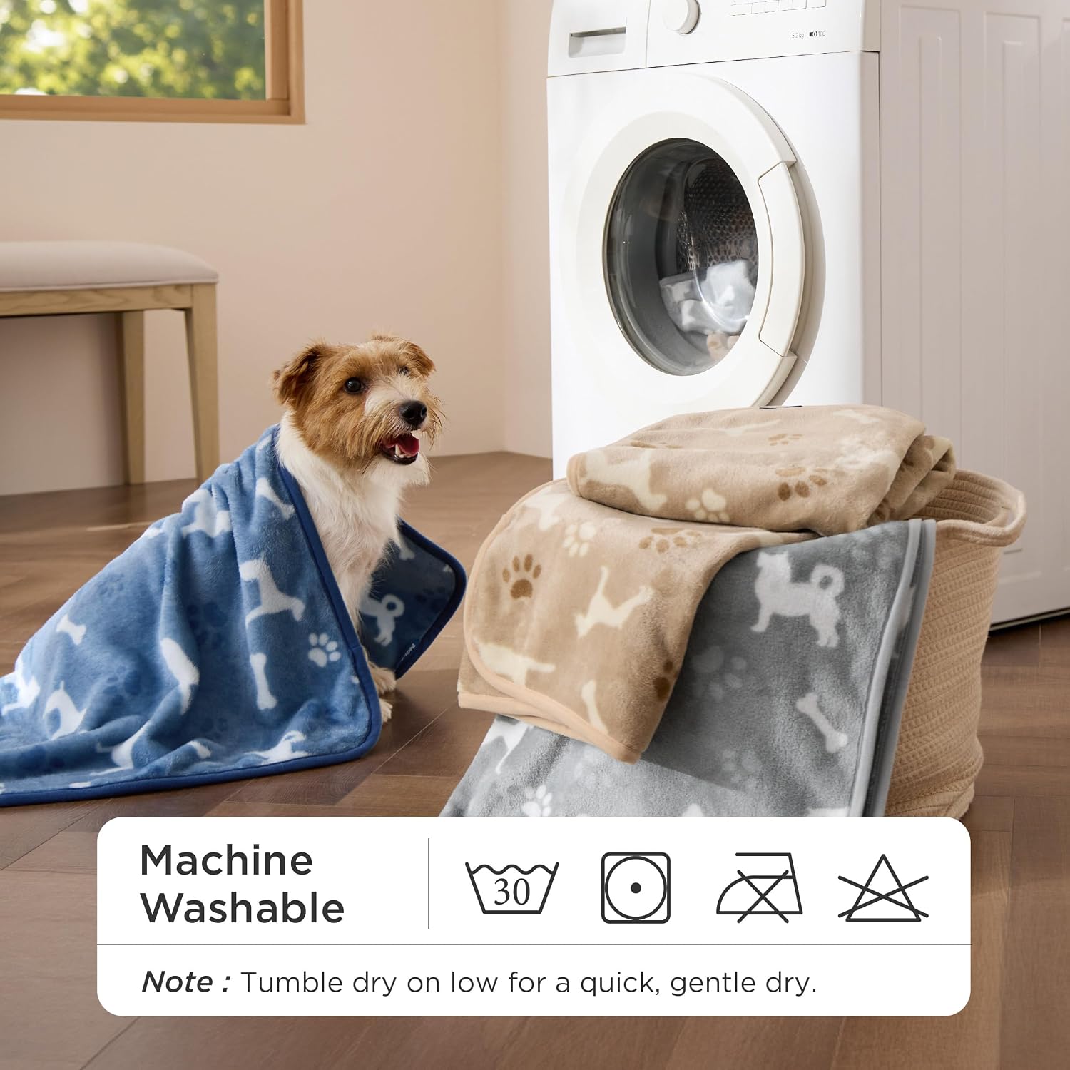 Dog Blanket for Small Dogs Puppy, Flannel Fleece, 3-Pack 23x16 | 280GSM Coral Fleece,Machine Washable Fuzzy Pet Blanket with Dog Prints for Crate Cage, Dog Bed,Puppy Essentials,Doggy Gifts - view 6