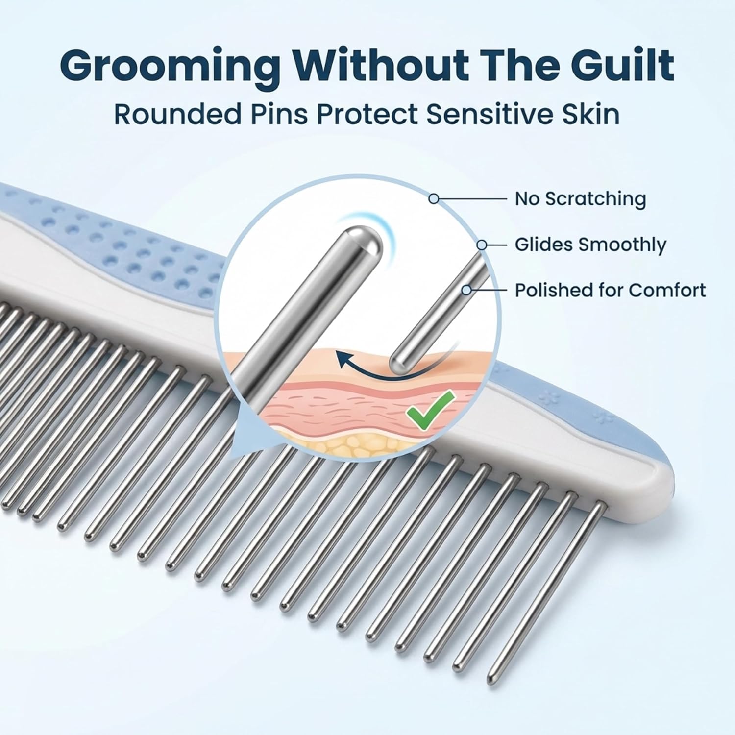 Metal Comb for Dogs, Dog Grooming Detangler Combs For Matted Hair, 2 Pack | Best Comb for Golden Doodles & Poodles, For Dematting & Detangling Pets And Cats, Fine Tooth Stainless Steel Greyhound Comb - view 3