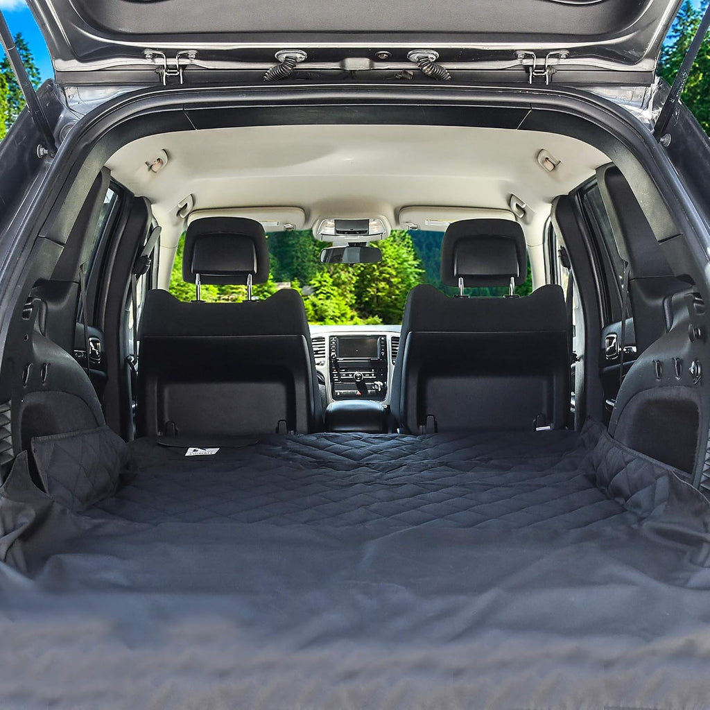 SUV cargo liner for dogs, dog car seat cover for back seat, nonslip trunk mat, waterproof car seat protector for dogs, durable cargo cover with bumper flap, dog accessories, easy to install & clean - view 4