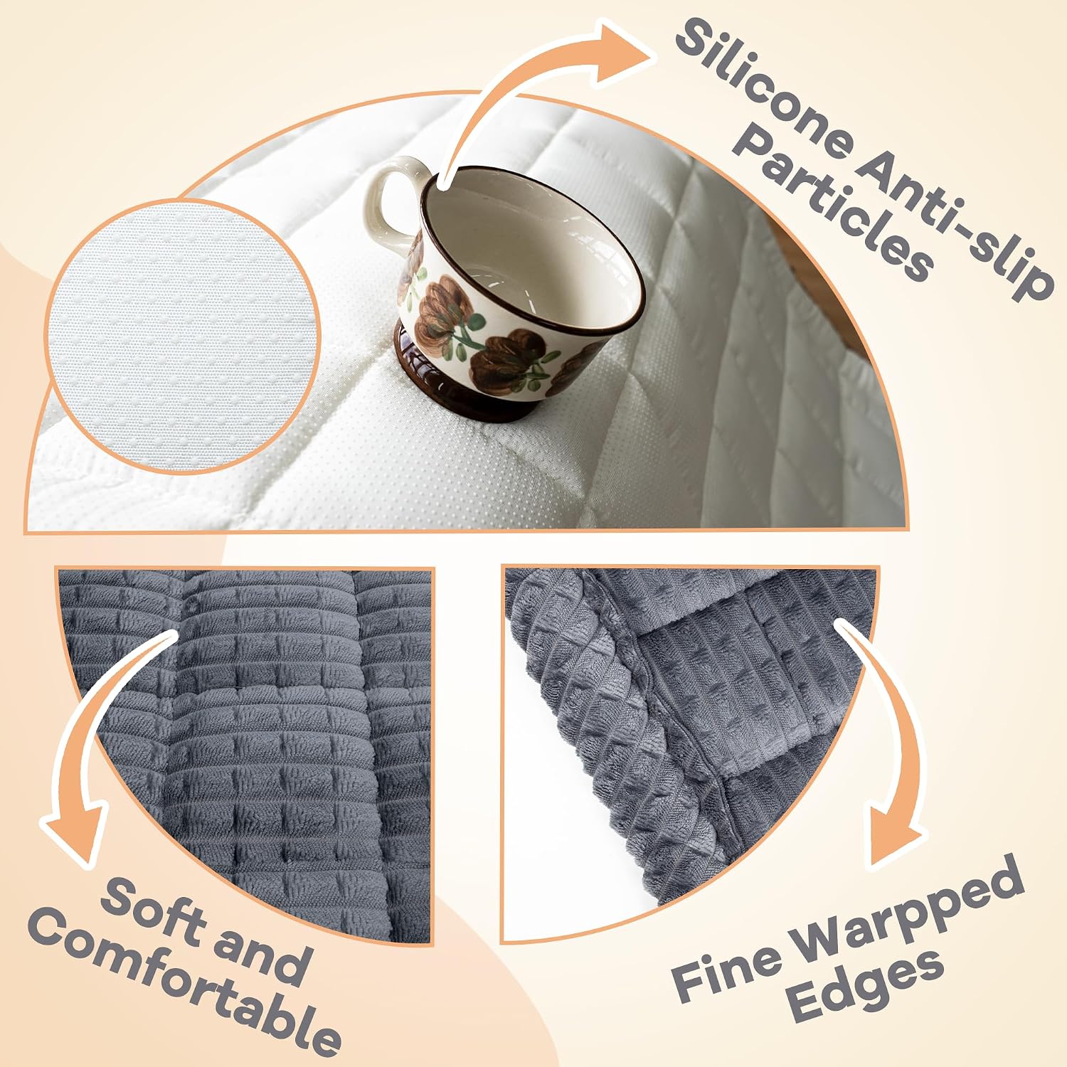 Dog couch cover protector, non slip dog mat grey-59 | non-slip washable dog couch protector blanket, thick soft mat shields sofa from stains & scratches, furniture cover for dogs - view 3