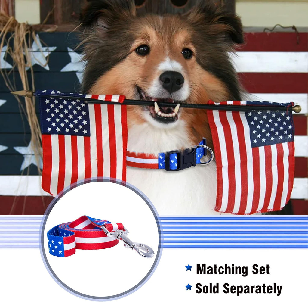 American Flag Dog Collar- Red White and Blue- Patriotic Collars for 4th of July, USA- Adjustable Small, Medium, Large Breed Dogs (Large, Flag I) - view 5