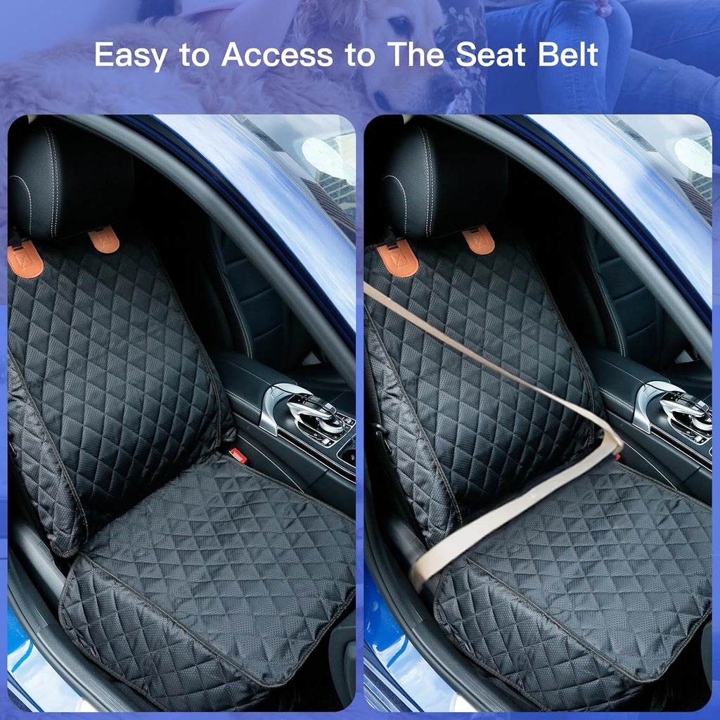 2 pack pet car seat cover for front seat, captain chair seat cover | waterproof pet seat protector, full protection with side flaps, non-slip, large front storage pocket, fits cars/trucks/SUVs - view 6