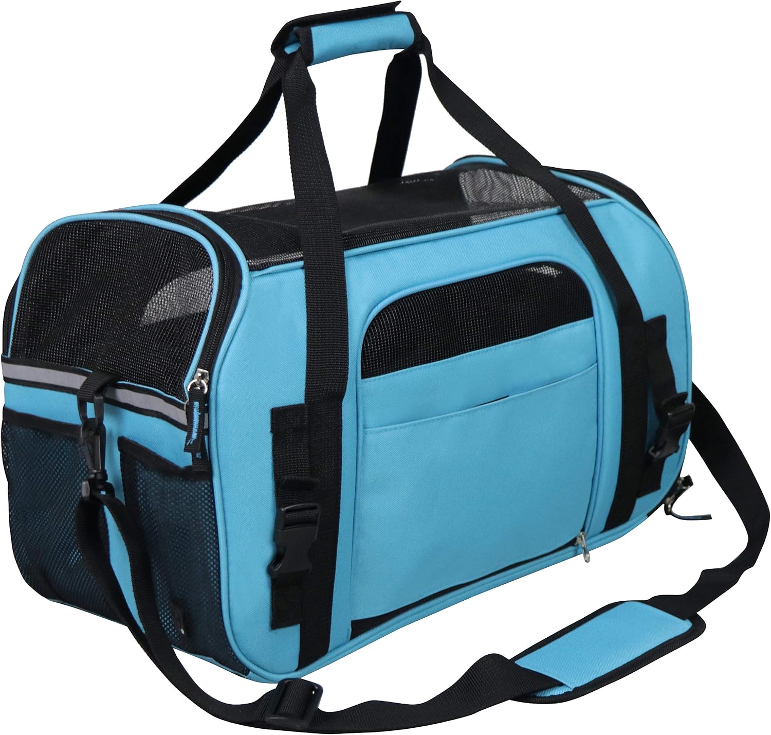 Soft-sided pet carrier for cats & small dogs (3-year warranty) | airline approved, removable bed & cover, built-in leash, luggage sleeve, seat belt loop, waterproof, durable, foldable - view 7
