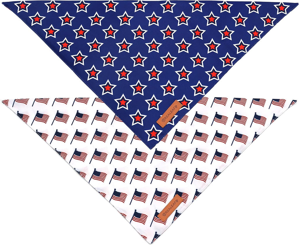 American Flag Dog Bandanas 2 Pack, Triangle Reversible 4th of July Pet Scarf for Boy and Girl, Premium Durable Fabric, Patriotic Bandana for Small Medium Large and Extra Large Dogs (Large) - view 3