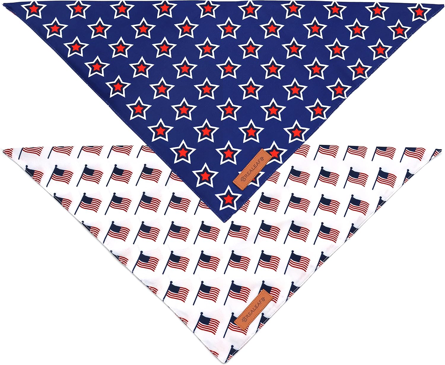 American Flag Dog Bandanas 2 Pack, Triangle Reversible 4th of July Pet Scarf for Boy and Girl, Premium Durable Fabric, Patriotic Bandana for Small Medium Large and Extra Large Dogs (Large) - view 3