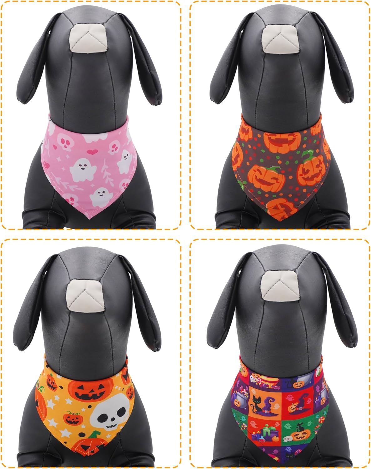 50 Pack Halloween Dog Bandanas Bulk for Large Dogs | Washable triangle bibs scarves,polyester,for medium pets,holiday birthday party grooming accessories - view 5