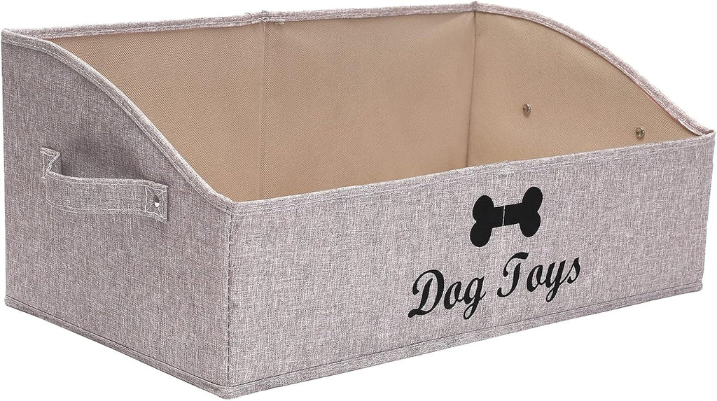 Linen-cotton blend dog toy basket and dog toy box, dog toy basket storage - Perfect for organizing pet toys, blankets, leashes, chew toys - Bone Paw - view 8