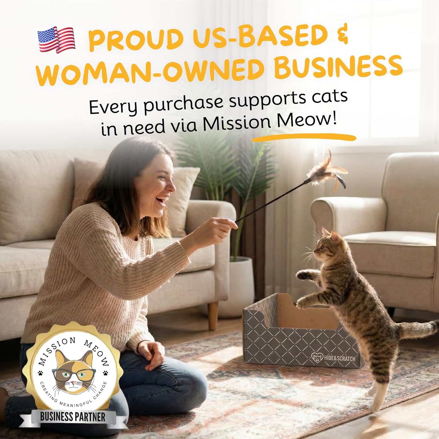 Cardboard Cat Scratcher Box & Bed - Dark Grey Diamond | Double-Sided Corrugated Pad for Indoor Cats | Refillable Scratching Board Toy for Play & Furniture Protection - view 6