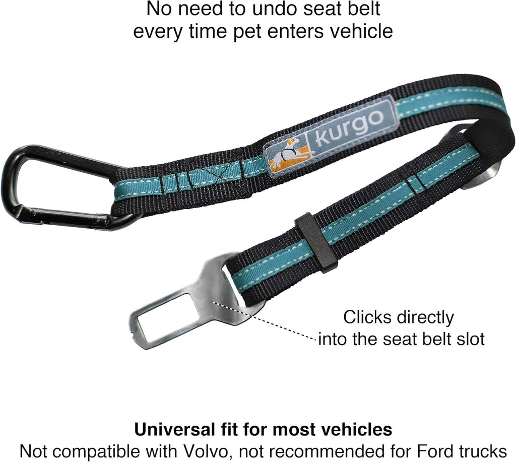 Direct to Seatbelt Tether, Coastal Blue | Car Tether for Dogs, Clips Directly to Seatbelt, Prevents Distracted Driving, Adjustable Length, Universal Fit-Excludes Volvo - view 2
