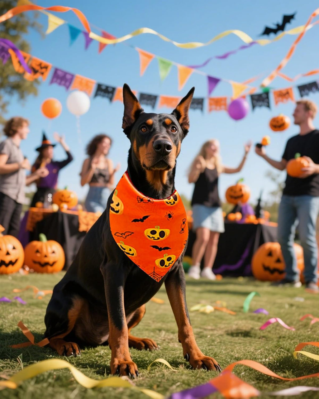 50 Pack Halloween Dog Bandanas Bulk for Large Dogs | Washable triangle bibs scarves,polyester,for medium pets,holiday birthday party grooming accessories - view 7