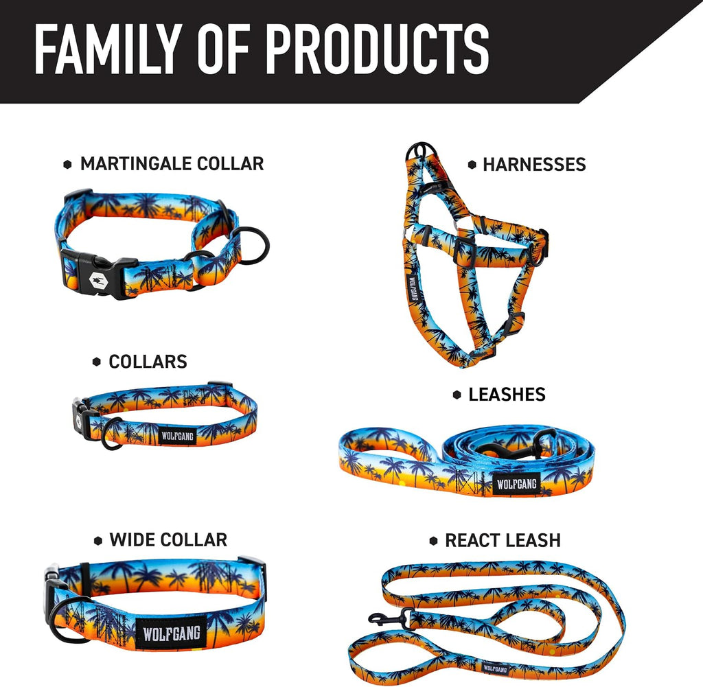 Heavy duty, adjustable dog collar with quick release nylon buckle for walking & training, sunsetpalms print, medium - view 5