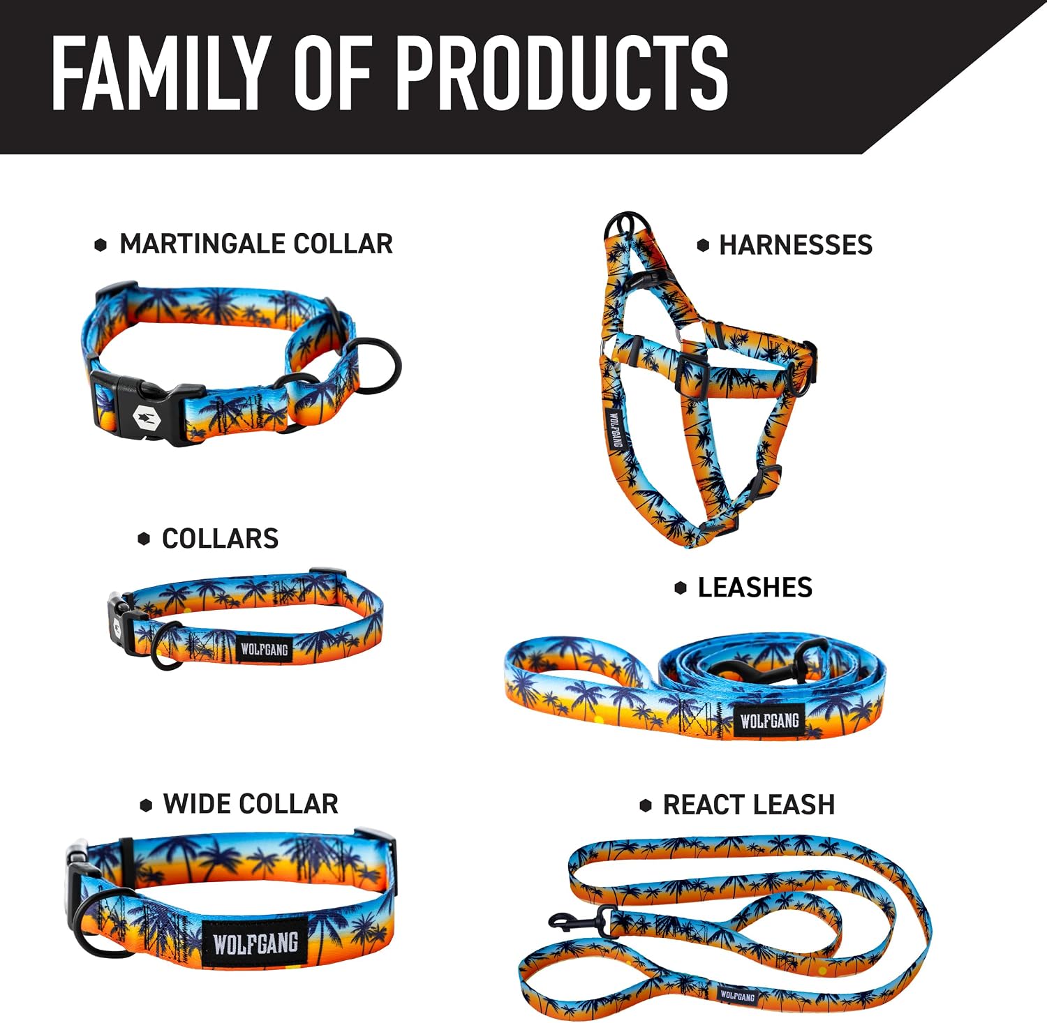 Heavy duty, adjustable dog collar with quick release nylon buckle for walking & training, sunsetpalms print, medium - view 5