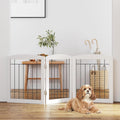 Free Standing Dog Gates for Doorway, Stair, Indoor, Foldable, 24" H | Wooden Small Puppy Pet Gate, Step Over Fence for the House, 60" Wide, Front Door, Kitchen, Living Room, 3 Panels,White