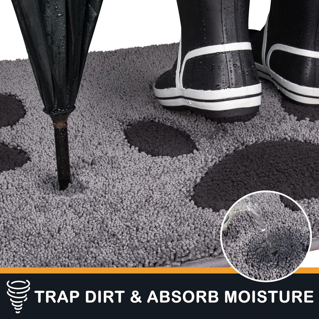 Dirt Trapping Door Mat Indoor Entrance, 20" x 31.5", Grey | Machine Washable, Non-Slip, Waterproof TPR Backing, Super Absorbent, Dog Door Mat, Entryway Rug for Muddy Paws and Shoes - view 3