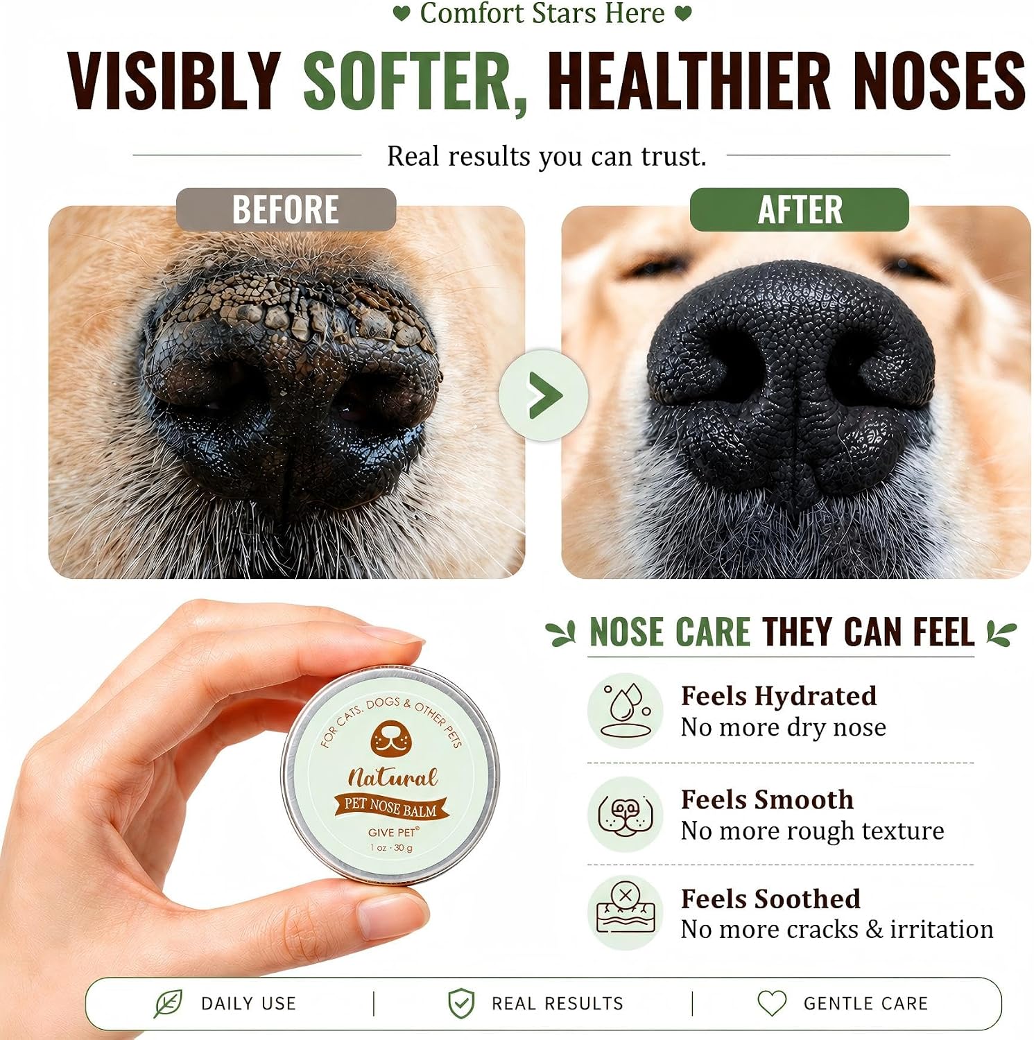 Snout Soother Nose Balm for Dogs & Cats - Natural Healing & Moisturizing Balm for Dry, Cracked Snouts - Plant-Based, Soothing Skin Formula | Plant-Based Moisturizing Formula, Botanical Oils, Helps Soften Rough Texture, Gentle Daily Use - view 2