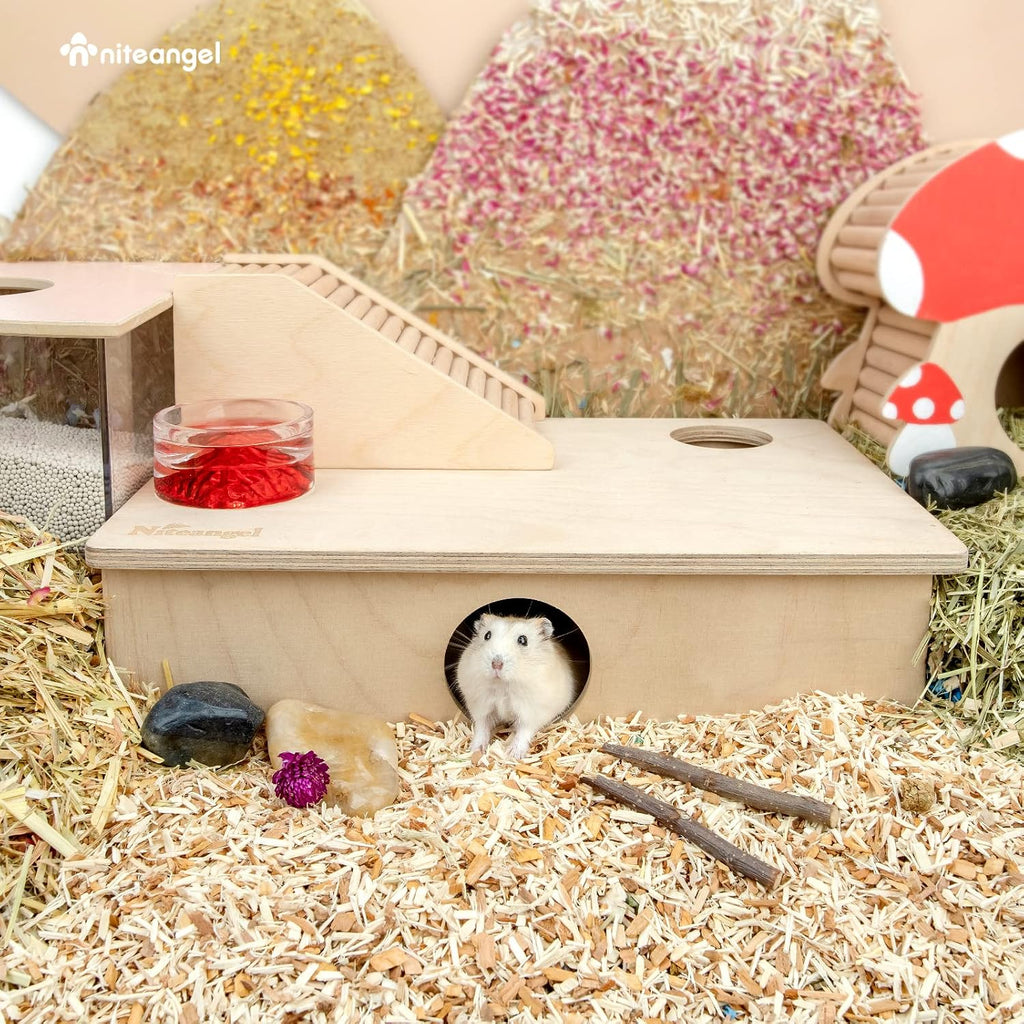 Multi-Chamber Hamster House Maze: 2 Entrance 6 Rooms Maze Habitat | No-Disturb Removable Lid - Encourage Pets Hide and Explore Freely Hideout & Tunnel Maze Toys for Hamster Gerbils Mice Lemming - view 5