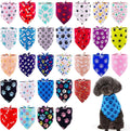 Paw print dog bandanas bulk for small dogs sewn edge 18" 30pcs S | hemmed dog bandanas for dogs polyester small dog bandana bulk for pets groomer dog scarves scarfs party grooming