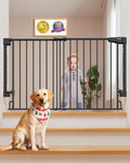 Expandable 31.6-48" No Bottom Bar Baby Gate for Stair, Wide Dog Gate | 2-in-1 Hardware Mounted, 28" Tall Pet Gate for Doorways with Large Walk Thru Door, Child-Proof Safety Gate for Kids (Black)