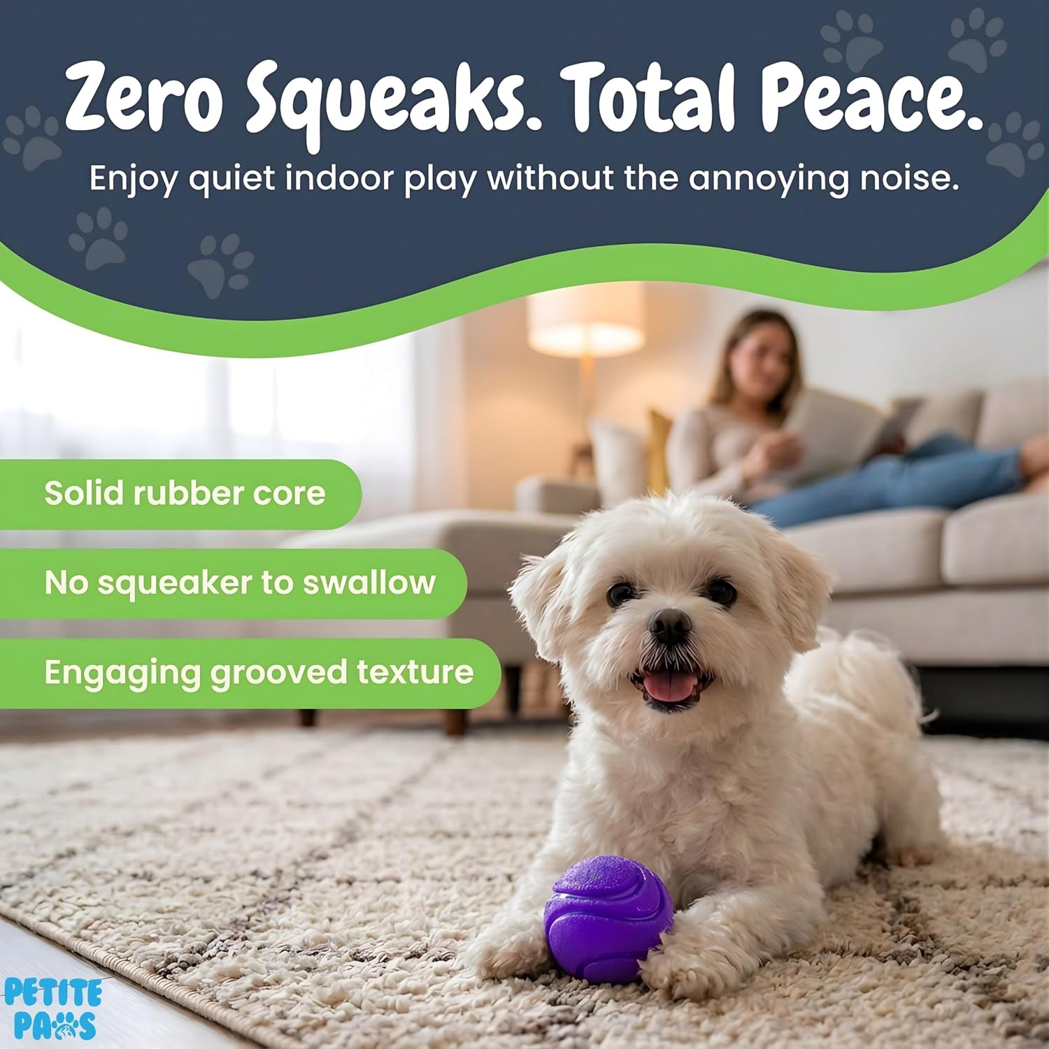 Dog balls 1.5 inch no squeak toy for small dogs teething toys for puppies rubber balls for fetch, training, boredom and solo play - 6 pack - view 3