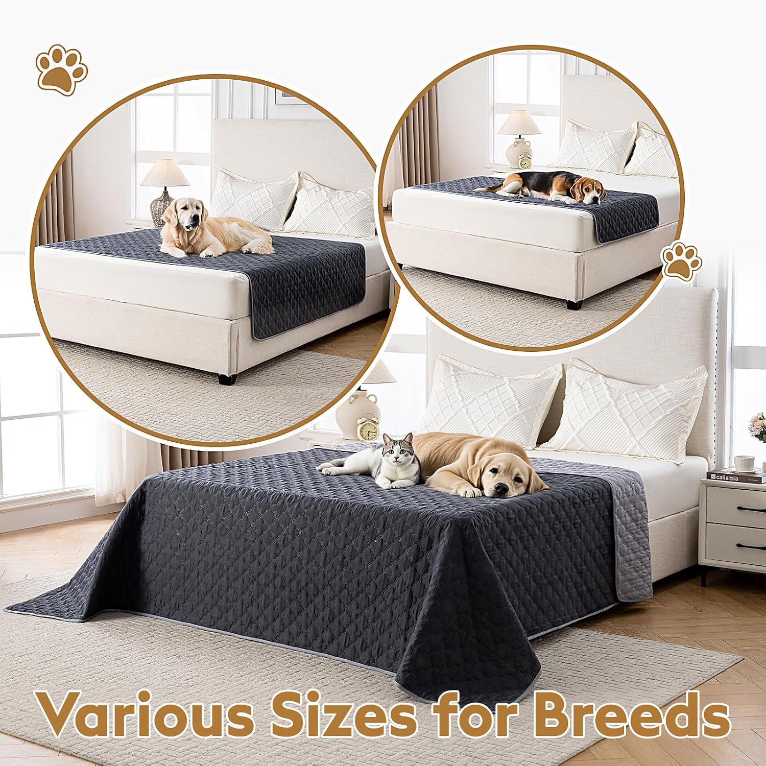 Waterproof Dog Blanket, Couch Cover for Dogs Washable, Reversible Dog Bed Cover.(Dark＆Light Grey, 82 X 102 Inch - 1 Pack) - view 4