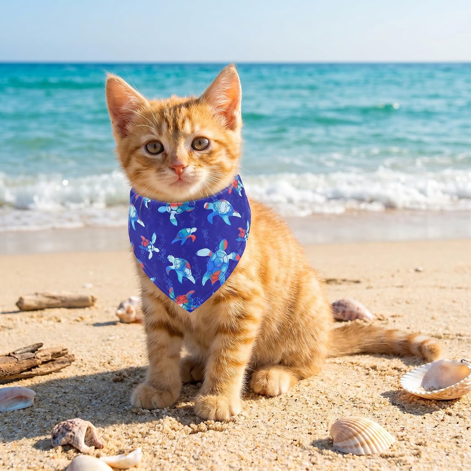 8 Pcs Nautical Dog Bandana Summer Ocean Puppy Bandanas Dog Triangle Scarf Adjustable Washable Bibs Cat Pet for Sea Neckerchief Birthday Party Gift Photo Prop Costume Accessory 25 x 17 x 17 Inch - view 7
