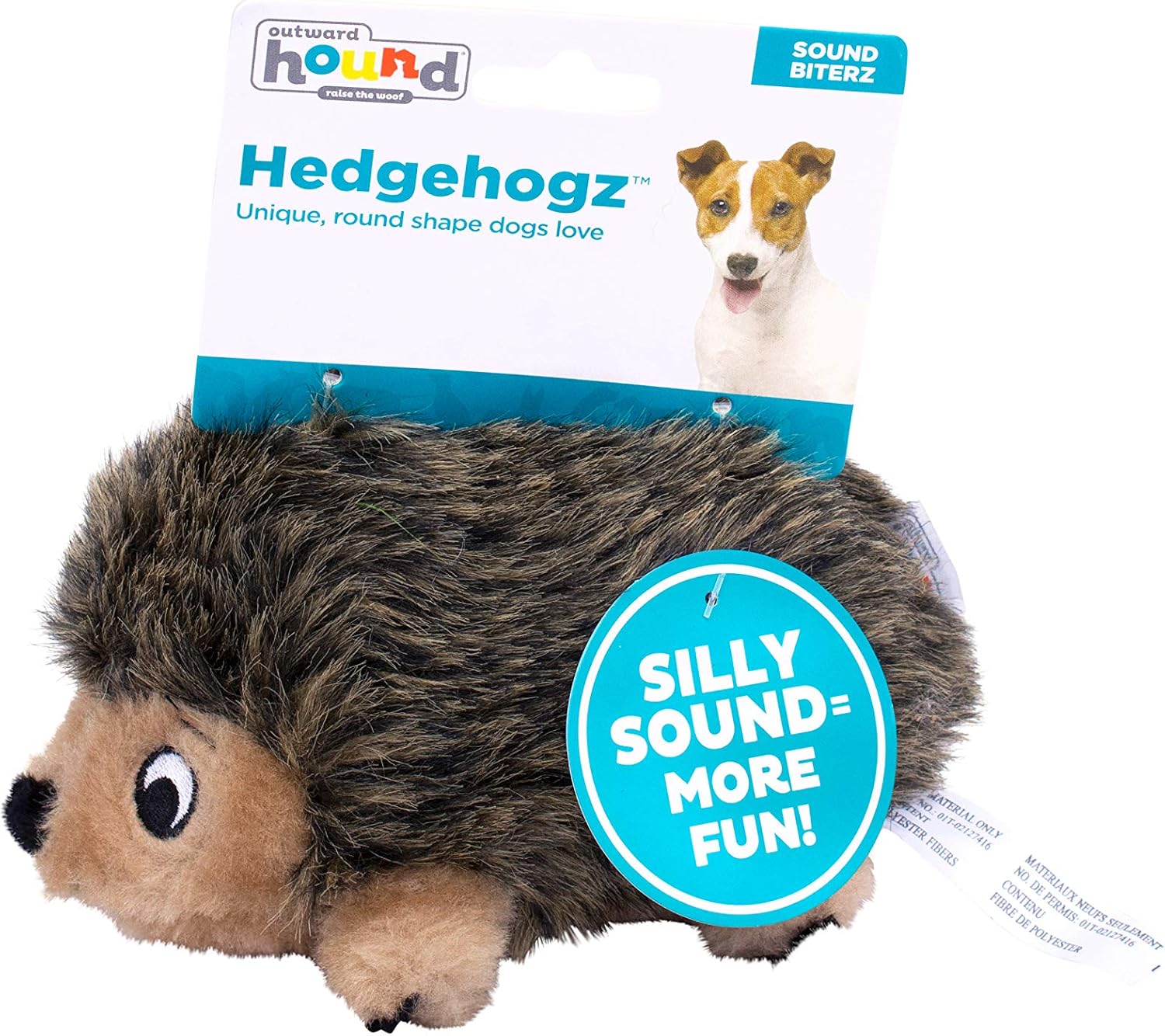Stuffed dog toy – soft plush hedgehog, squeaks, 6" x 4" x 4.5" - view 2