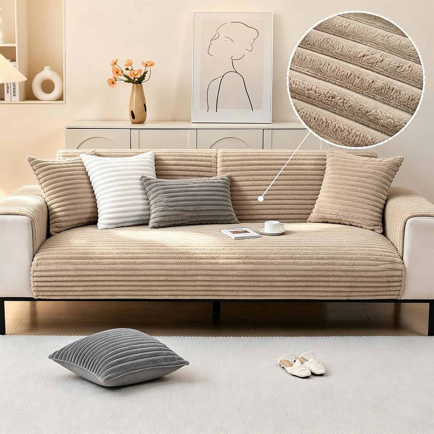 Waterproof couch cover for dogs, sofa covers washable & non-slip, soft dog bed blanket protector for sectional, loveseat, living room furniture (khaki, 35.43"x 82.7" 1 pack) - view 3