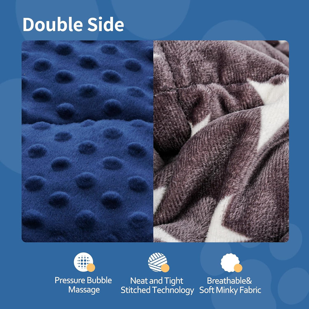 Weighted Blanket for Pets | Thunder Blanket for Dogs Anxiety | Premium Soft Minky | Relaxation & Calming & Anti Anxiety | Used in Car, Bed, Couch | Blue Grey Star, Washable Small (24"x32") - view 4