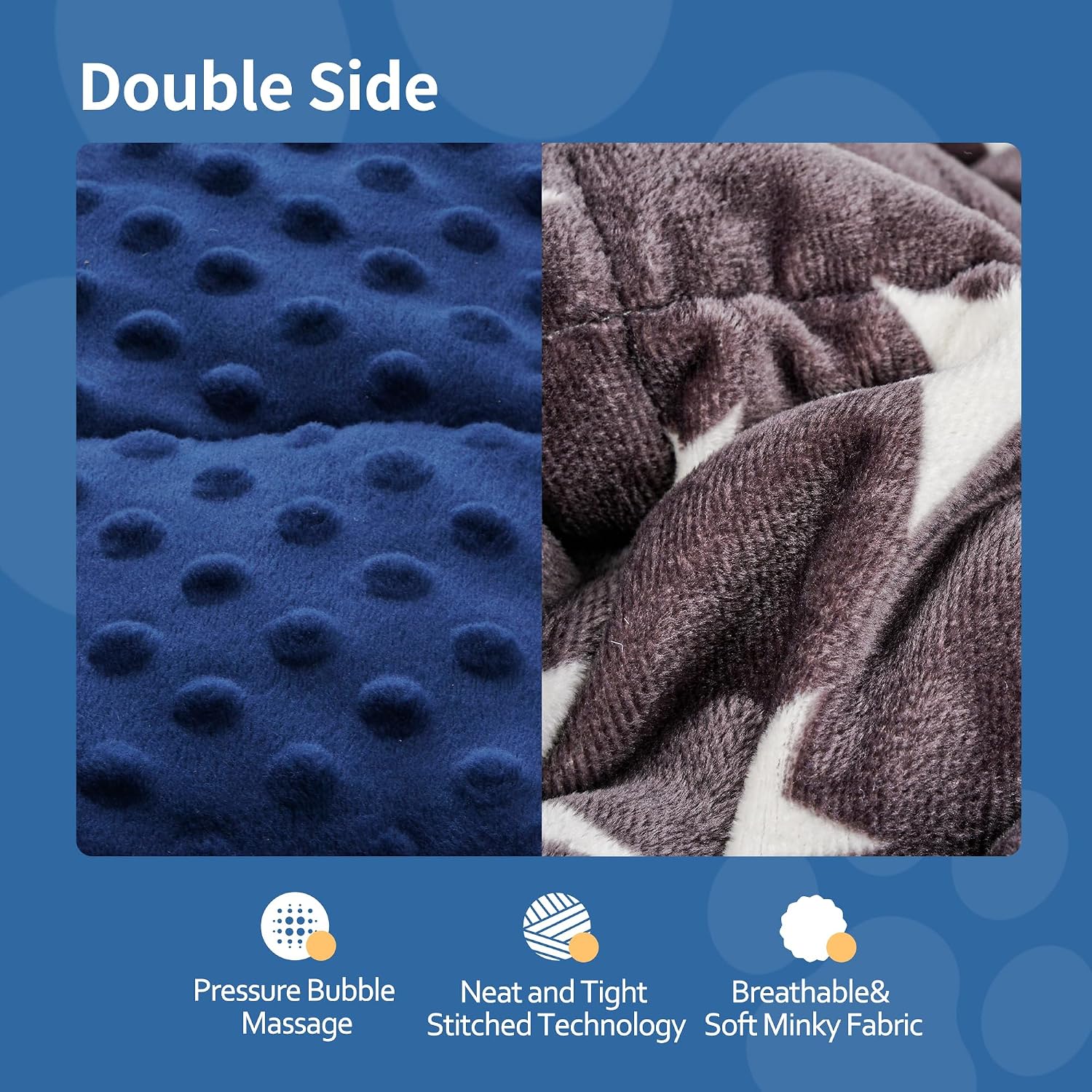 Weighted Blanket for Pets | Thunder Blanket for Dogs Anxiety | Premium Soft Minky | Relaxation & Calming & Anti Anxiety | Used in Car, Bed, Couch | Blue Grey Star, Washable Small (24"x32") - view 4
