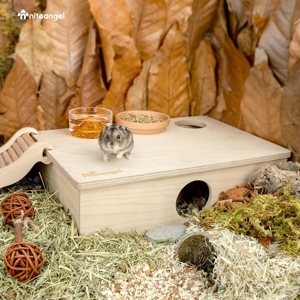 Multi-Chamber Hamster House Maze: 2 Entrance 6 Rooms Maze Habitat | No-Disturb Removable Lid - Encourage Pets Hide and Explore Freely Hideout & Tunnel Maze Toys for Hamster Gerbils Mice Lemming - view 3