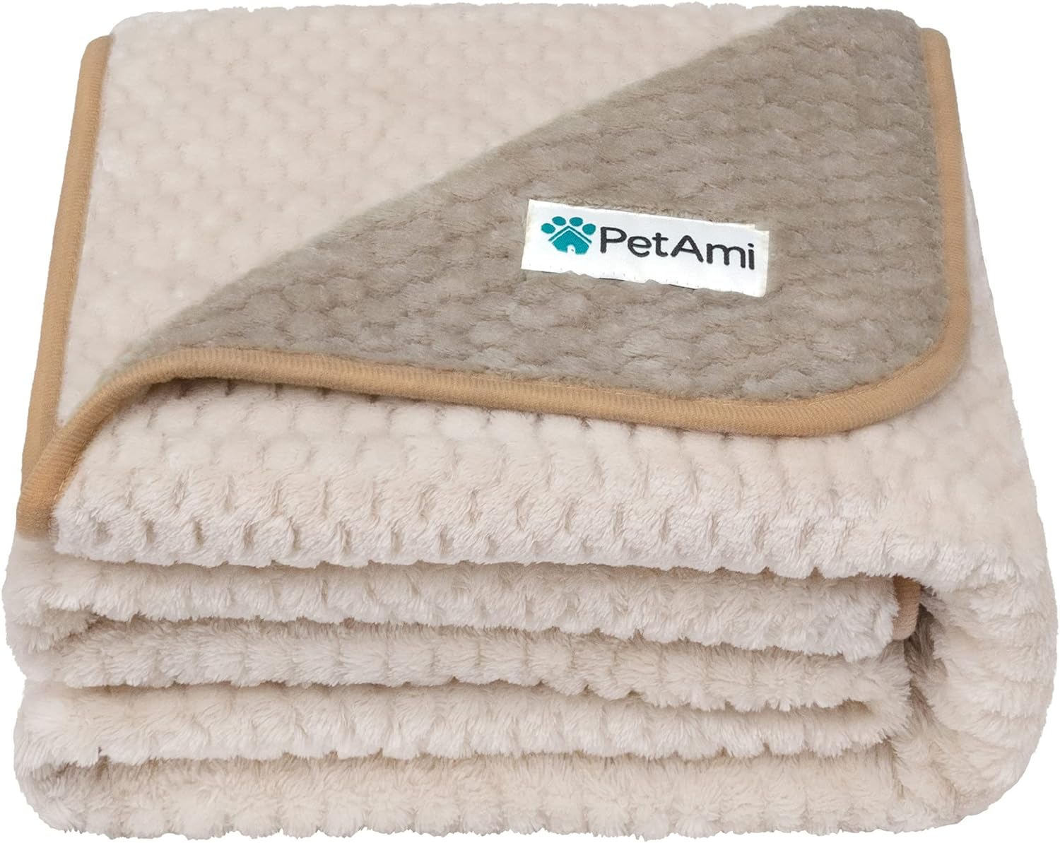 Waterproof Dog Blanket, Leakproof Pet Throw, Twin 60x80 Taupe Beige | XL for Large Dogs, Furniture Sofa Couch Cover Protector, Fleece Cat Blanket Bed Crate Kennel, Reversible Washable Soft Plush