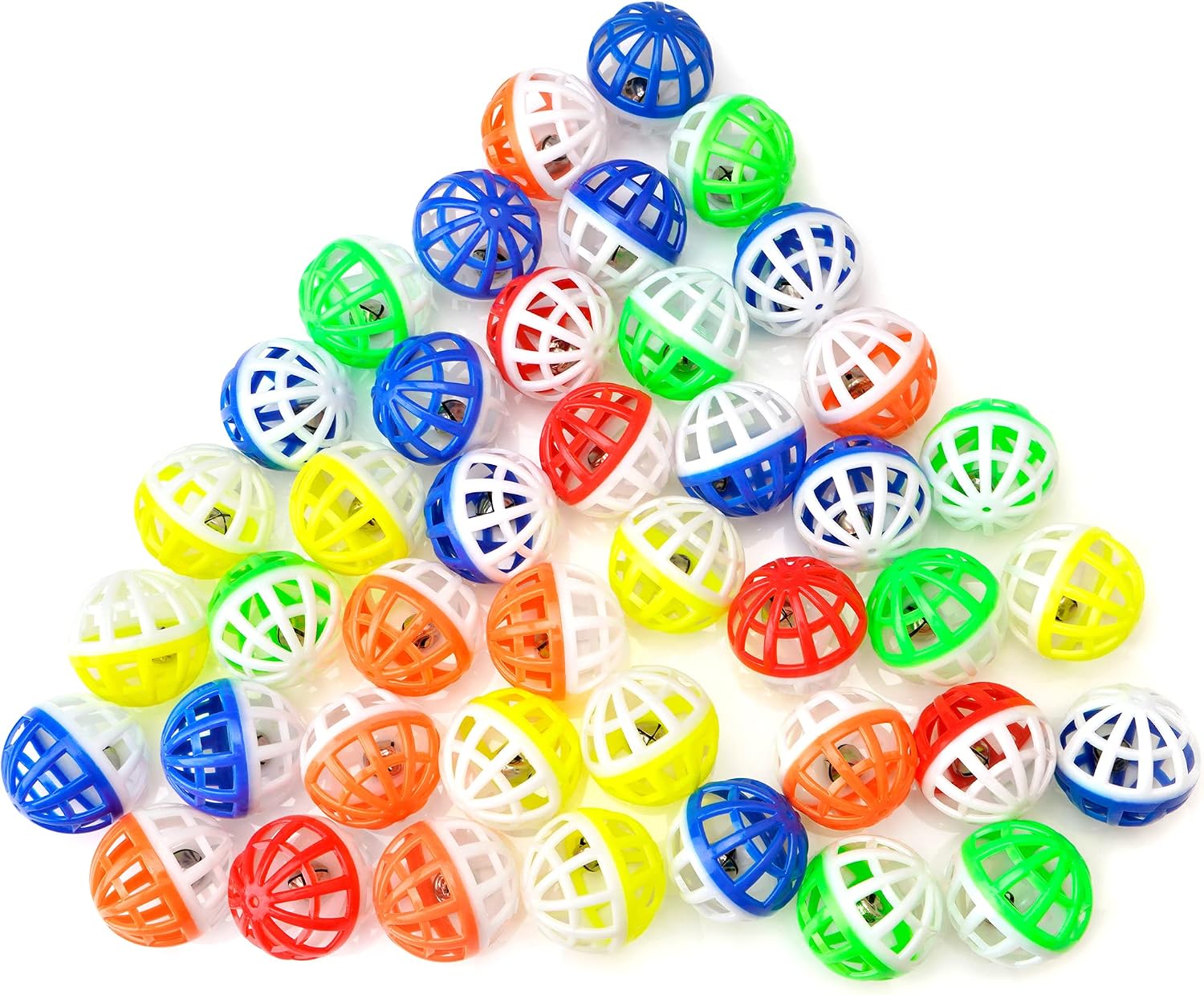 45PCS 1.6'' Cat Toy Ball with Bell Plastic Lattice Jingle Balls | Kitten Chases Pounce Rattle Toys, Assorted Color, Lightweight Interactive Indoor Exercise Play for Cats - view 4